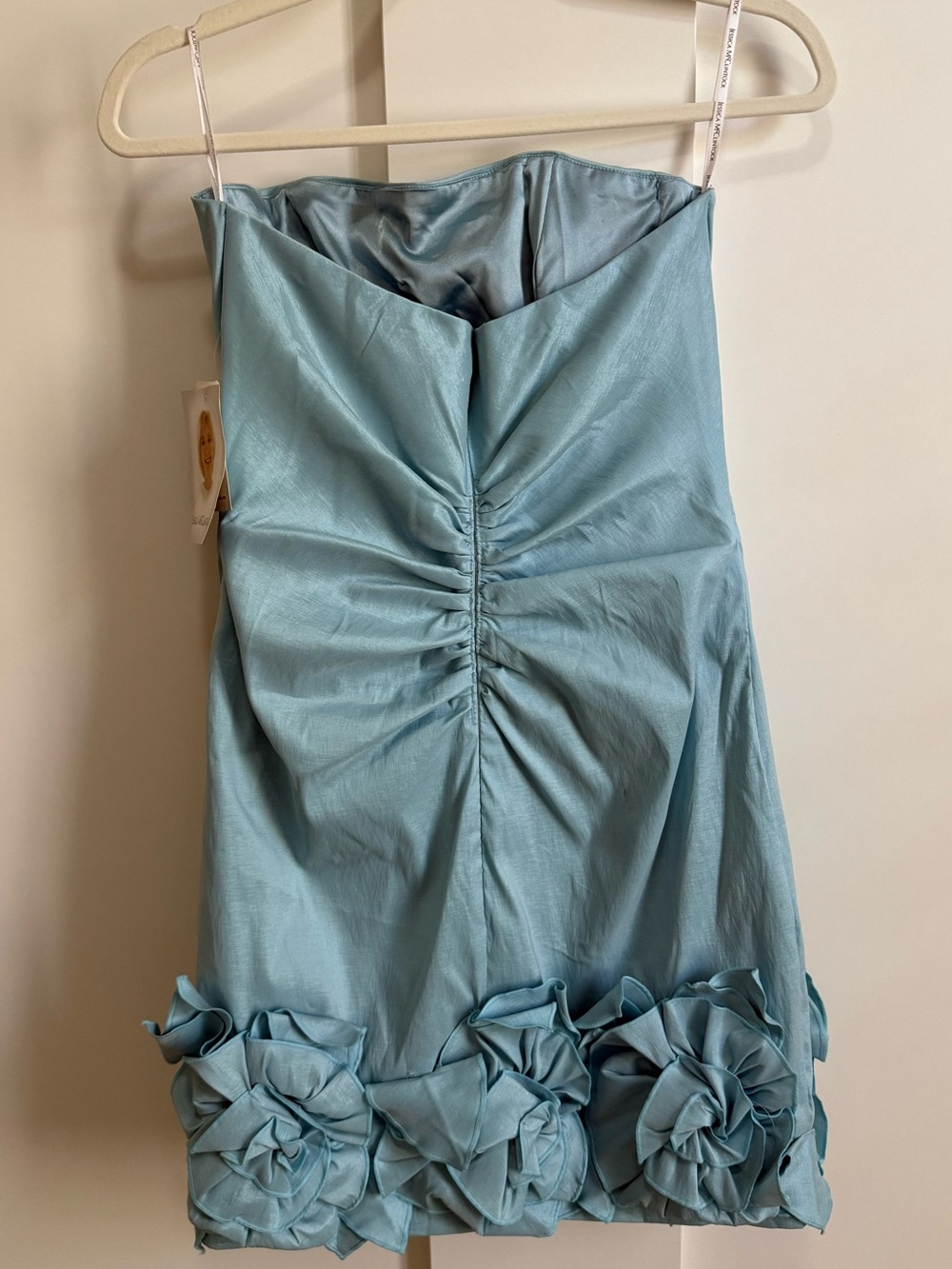 Jessica McClintock Rush Strapless Mini Dress Y2K Aqua Green Florets Rare 10 NWT - Picture 6 of 14